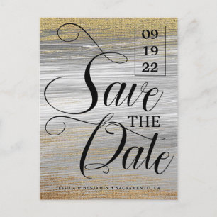 Gold Paint Calligraphy Foto Wedding Save the Date Ankündigungspostkarte
