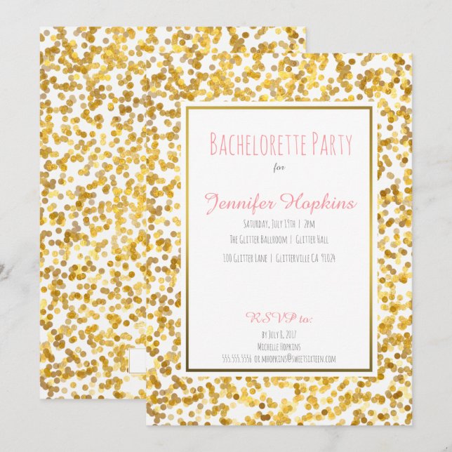 Gold Paint Polka Dots Party Einladungen (Vorne/Hinten)