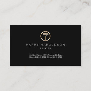 Gold Paint Roller Icon Painter Business Card Visitenkarte