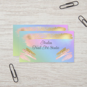 Gold Paint Streams Nail Art Business Card Visitenkarte