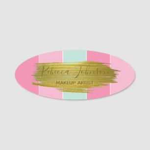 Gold Paint Stroke Farbenfrohe Streifen Namensschild