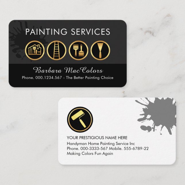 Gold Paint Tools On Grey Black Layer Visitenkarte (Vorne/Hinten)