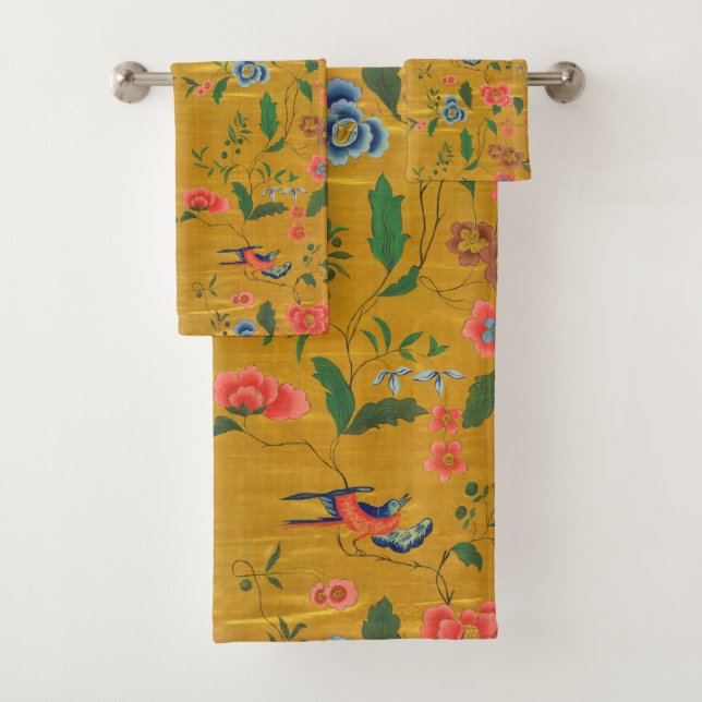 Gold Painted Boho Bright Colors Floral Badhandtuch Set (Insitu)
