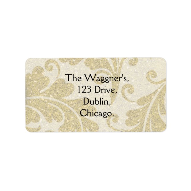 Gold Paisley Damask Postage Address Labels Adressaufkleber (Vorne)