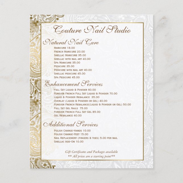 Gold paisley Lace White Background Flyer (Vorne)