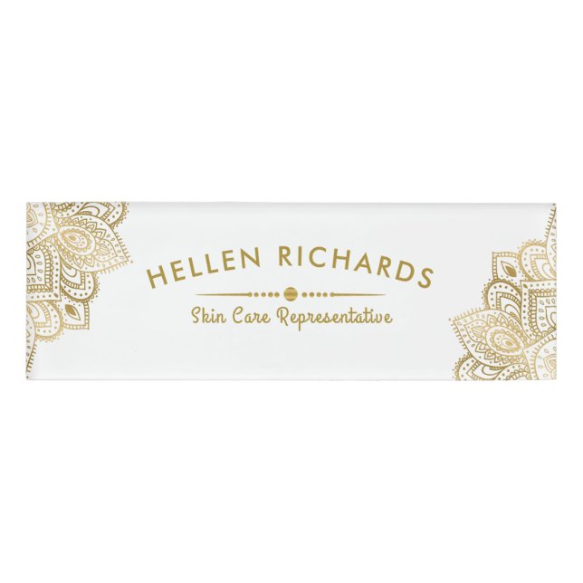 Gold Paisley Mandala Namenschild (Vorderseite)