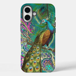 Gold Paisley Peacock & Feathers iPhone 16 Plus Hülle