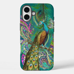 Gold Paisley Peacock & Feathers iPhone 16 Plus Hülle