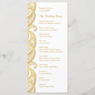 Gold Paisley Traditional Indian Wedding Rackcard Programm