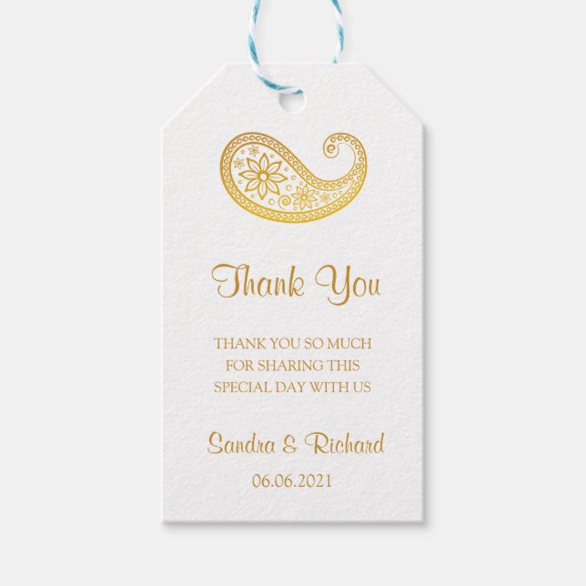 Gold Paisley Traditionelle indische Hochzeit Viele Geschenkanhänger (Vorderseite)