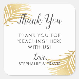 Gold Palm Beach Vielen Dank Hotel Fevor Label Quadratischer Aufkleber