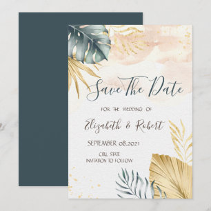 Gold Palm Blätter Wasserfarbe Save the Date