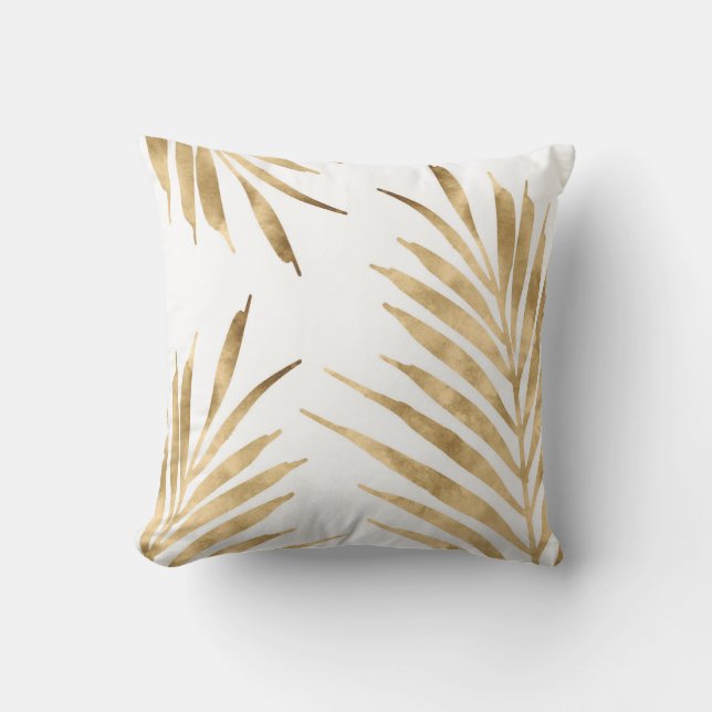 Gold Palm Fronds Kissen (Vorderseite)