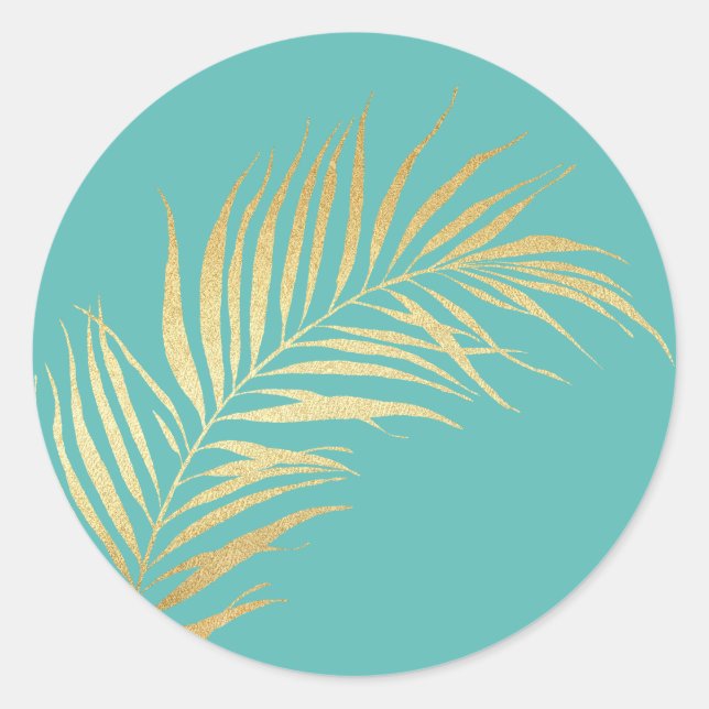 Gold Palm Frontend auf dem blauen Hintergrund der  Runder Aufkleber (Vorderseite)