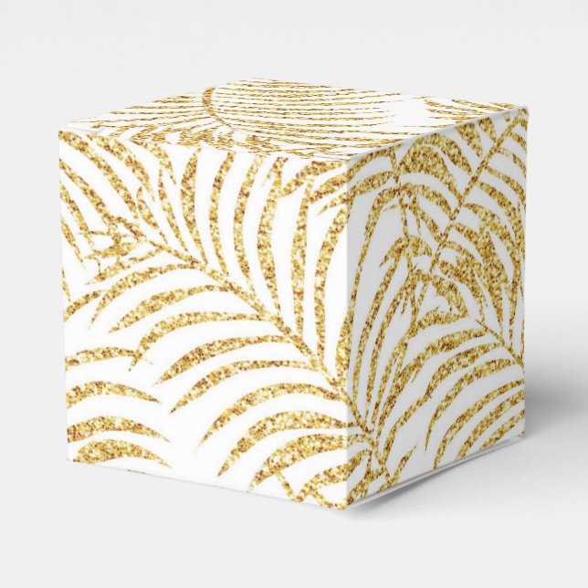 Gold Palm Gift Favor Box Geschenkschachtel (Vorderseite)