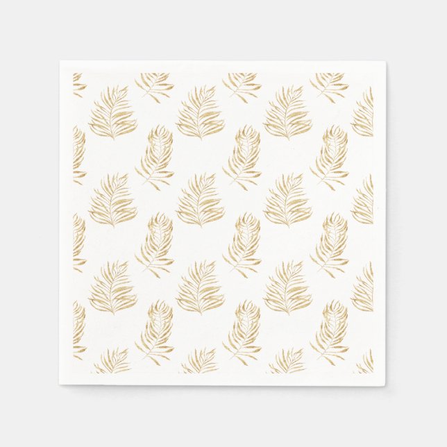 Gold Palm Leaf, minimalistisch weiße Hochzeit Napk Serviette (Vorderseite)