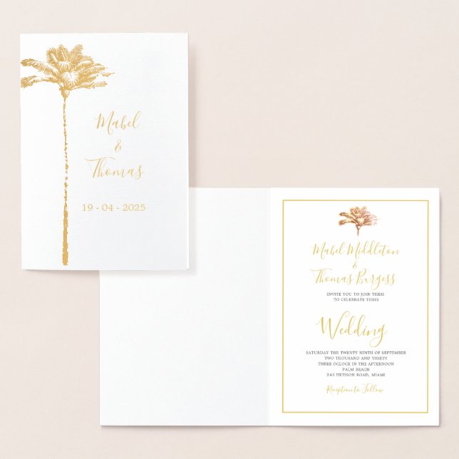 Gold Palm Tree Elegantes Script Einladung zur Hoch (Anzeige)