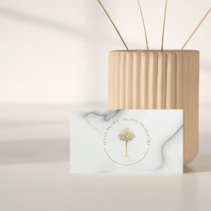 Gold Palm Tree Logo Marmormuster Geschäftskarte Visitenkarte