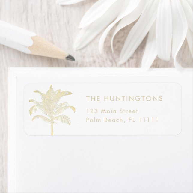 Gold Palm Tree Tropical Return Address Label (Insitu)