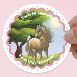 Gold Palomino Pony Geburtstagsparty Danke Runder Aufkleber