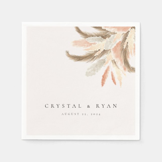 Gold Pampas Grass Wedding Guest Paper C100 Serviette (Vorderseite)