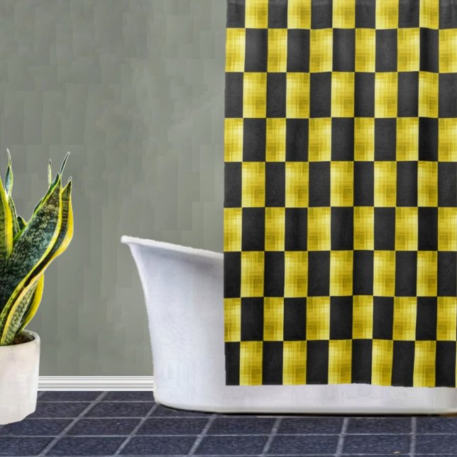 Gold-Paneled-Black-IV Duschvorhang (A stylish bathroom, with a contemporary look, comes with this Gold-Paneled Black IV Shower Curtain!)
