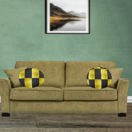 Gold-paneler-Schwarz-IV Rundes Kissen