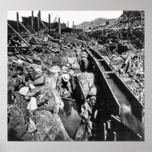 GOLD PANNING in KALIFORNIEN c. 1866 Poster