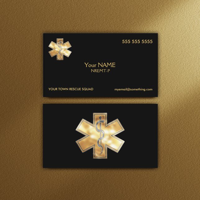 Gold Paramedic EMT EMS Visitenkarte (Von Creator hochgeladen)