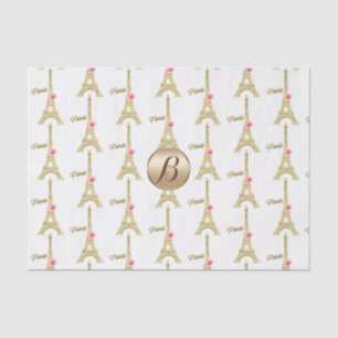 Gold Paris Eiffelturm Monogramm Moderne Party Seidenpapier