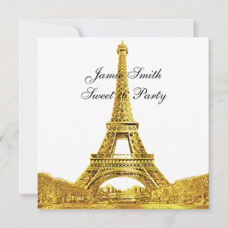 Gold Paris France Skyline #2 Sweet 16 SQ Einladung