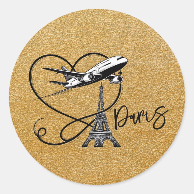 Gold Paris Passport Runder Aufkleber (Vorderseite)