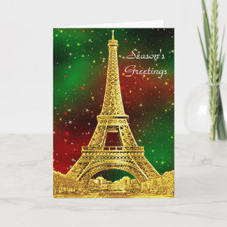 Gold Paris Skyline #2 Weihnachtsstar Feiertagskarte