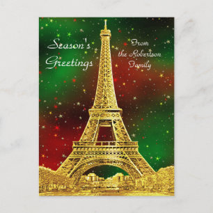 Gold Paris Skyline #2 Weihnachtsstar Feiertagspostkarte