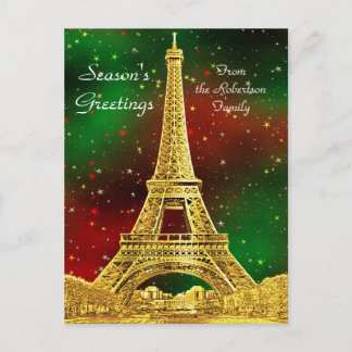 Gold Paris Skyline #2 Weihnachtsstar Feiertagspostkarte
