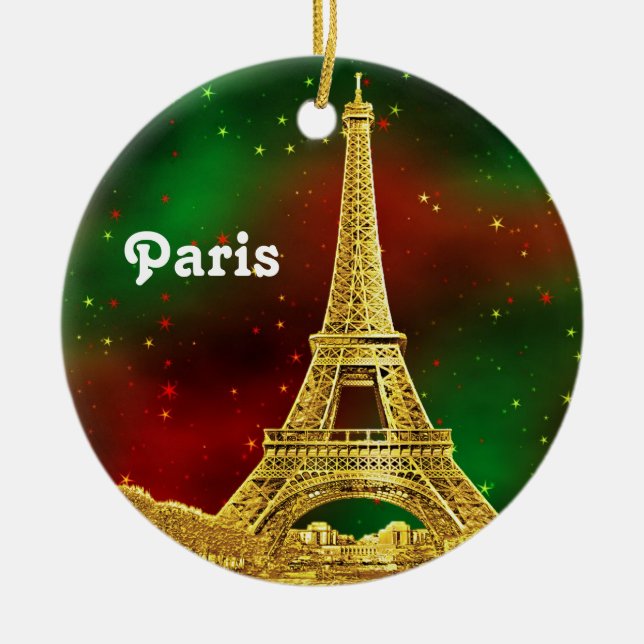 Gold Paris Skyline #2 Weihnachtsstar Keramik Ornament (Vorne)