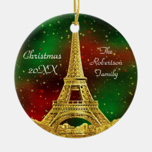 Gold Paris Skyline #2 Weihnachtsstar Keramikornament