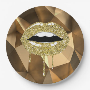 Gold Party Luxus Glam Glitter Tropfen Triefende Li Pappteller
