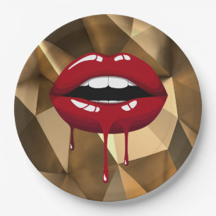 Gold Party Luxus Glamour Roter Tropfen Triefende L Pappteller