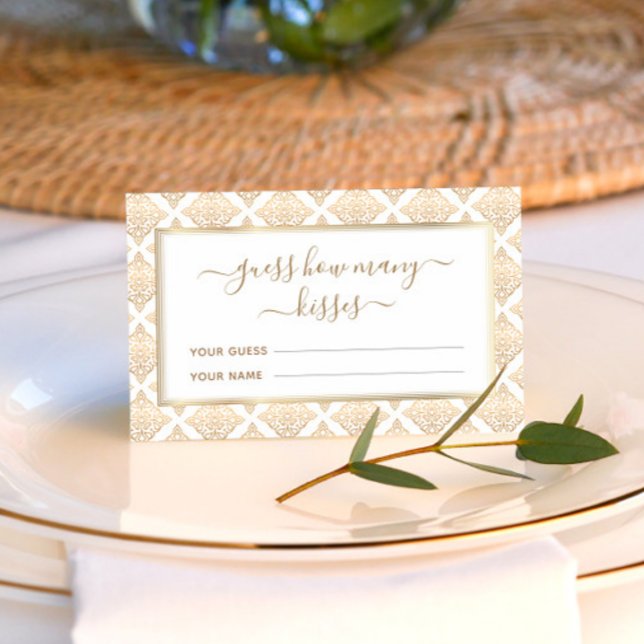 Gold Pattern Guess Wie viele Kisses Bridal Spiel Begleitkarte (Von Creator hochgeladen)