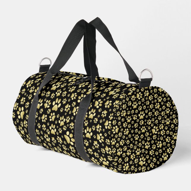 Gold Patterns auf schwarzem Hintergrund Duffle Bag (Linke Seite)