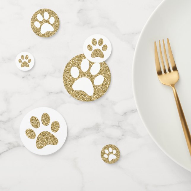 Gold Paw druckt Hunde Katzen Tierspuren groß Konfetti (Gruppe)