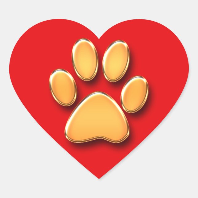 Gold Paw Heart Stickers (Vorderseite)