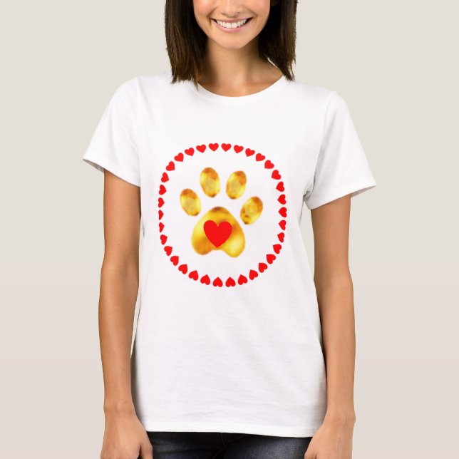 Gold Paw mit Herzen T-Shirt (Vorderseite)