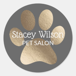Gold Paw Print Logo auf der grauen Produktbezeichn Runder Aufkleber