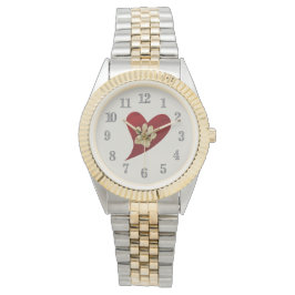 Gold Paw Print Red Heart Dog Katze Lover Pet Armbanduhr