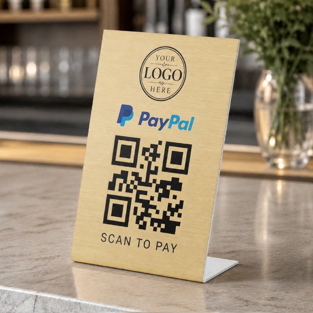 Gold PayPal Scan to Pay Tischdisplay Sockelschild (Von Creator hochgeladen)