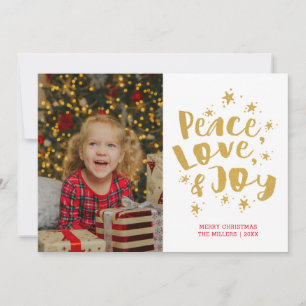 Gold Peace Liebe & Joliday Foto Weihnachtskarte Feiertagskarte