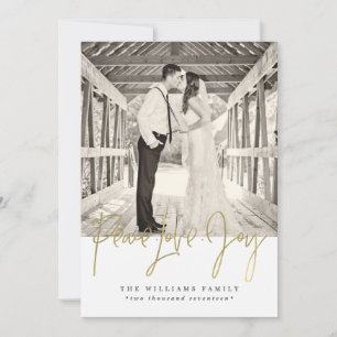 Gold Peace Liebe Joy Christmas Cards Feiertagskarte