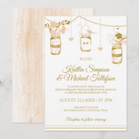 Gold & Peach Mason Jar Einladungen für Hochzeiten